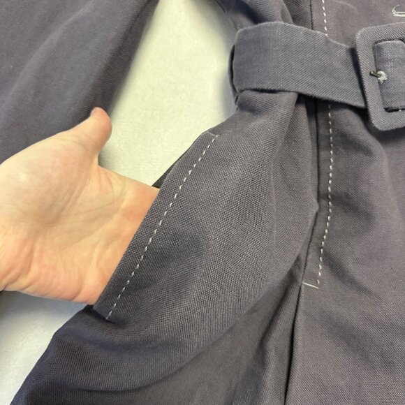 Wrap London Linen Cotton A-Line Trench Coat Size 38 EU/US 8 Gray Classic Preppy - Picture 10 of 15